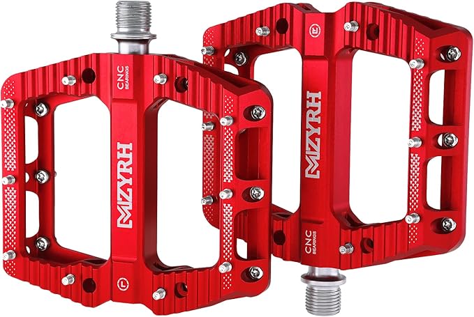 MZYRH Road/Mountain Bike Pedals MTB Pedals Bicycle Flat Pedals 3 Bearings 9/16” Aluminum Alloy Bicycle Platform Pedals for BMX MTB