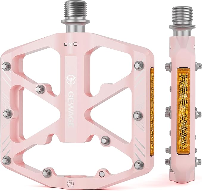 Bike Pedals 9/16 Inch - Bicycle Pedals with Reflectors - 3 Sealed Bearings MTB Pedals Wide Platform Pedals for Mountain Bike, BMX, Road Bike Pedals