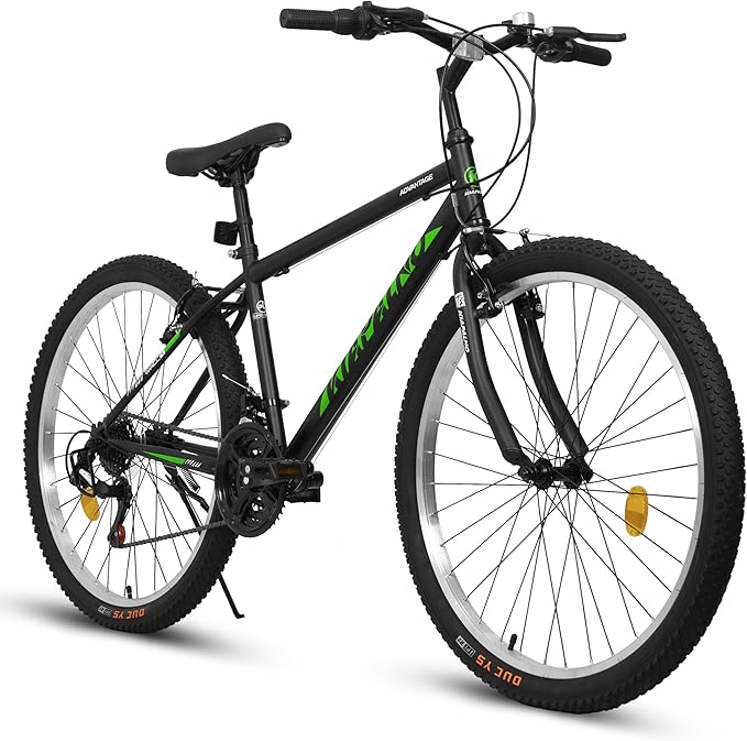 24 Inch Wheel Mountain Bike, 21 Speed Mountain Bicycle with Dual V Brake, High-Carbon Steel Frame, Trail Commuter City Bike for Teenagers Adult Men Women