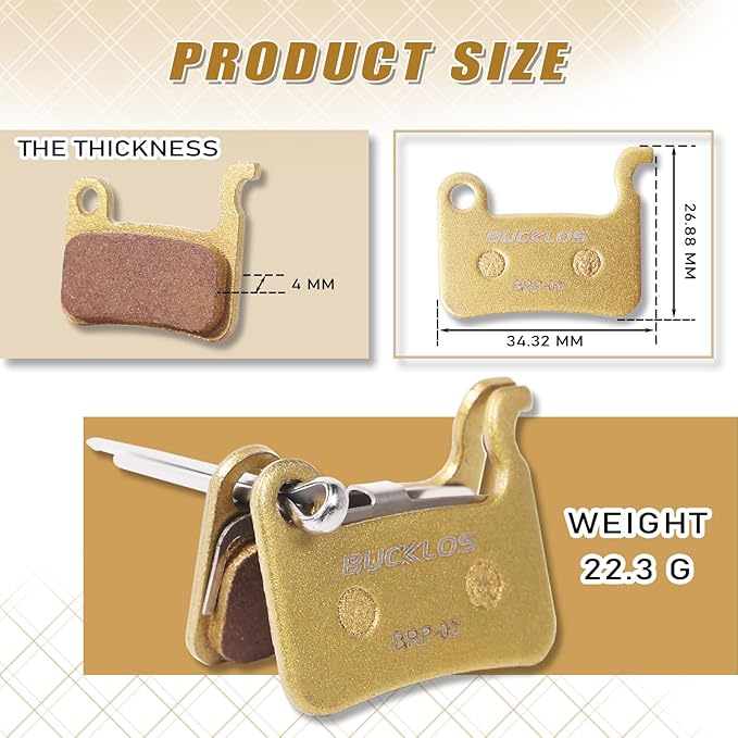 BUCKLOS Bike Disc Brake Pads - Bicycle Disk Brake Pads for Zoom/Shimano Deore XT XTR LX SLX Hone Alfine Saint for Ebike/Mountain Bike/Electric Bike/Road/Scooter