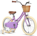 Petimini Vintage Kids Bike for Girls, 12–20 Inch Classic Bicycle with Wicker Basket & Bell, High Tensile Steel Frame, Training Wheels (12–18”), 85% Pre-Assembled, Retro Bike for Outdoor Riding
