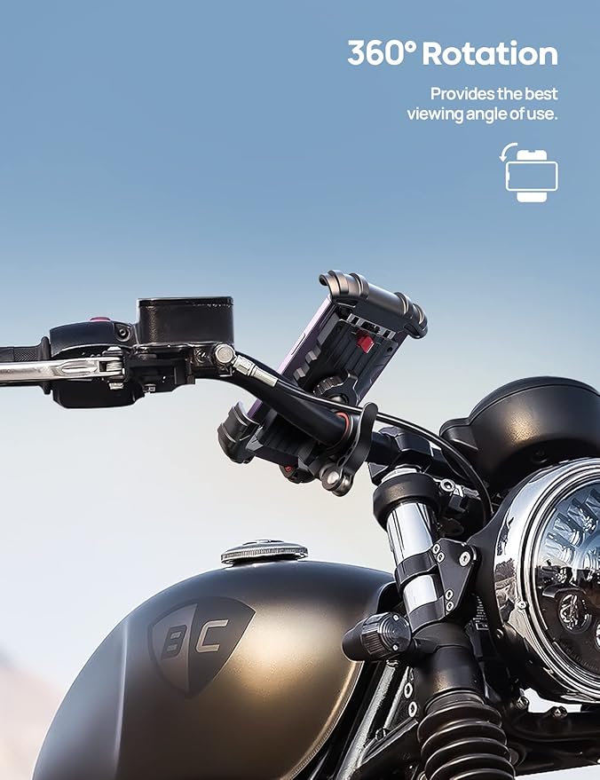 Lamicall Bike Phone Holder, Motorcycle Phone Mount - Motorcycle Handlebar Cell Phone Clamp, Scooter Phone Clip for iPhone 14 Plus/Pro Max, 13 Pro Max, S9, S10 and More 4.7" - 6.8" Smartphone, Orange