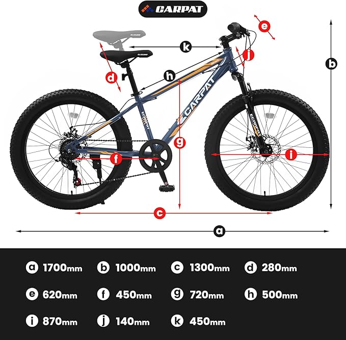 20/24/26 Inch Fat Tire Mountain Bike Variable Speed Dual Disc Brake Kids Adult Free Return