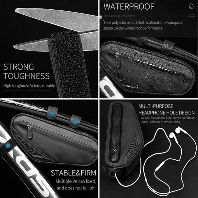 Cool Change Bike Bag Top Tube, Bike Frame Bag Triangle Waterproof Bicycle Under Tube Bag for MTB Road Bike, Cycling Accessories