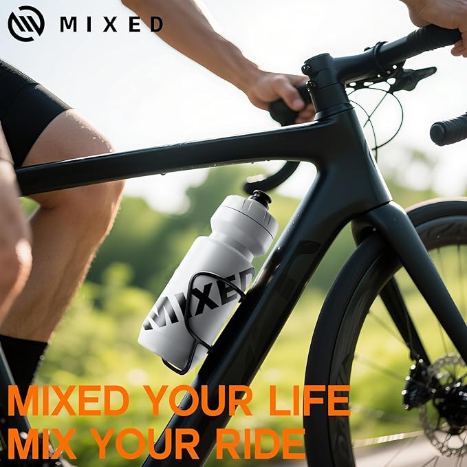Mixed 2-Pack Bike Water Bottle Holder Cage - Carbon Fiber Reinforced, Only 12g - Universal Bike Cup Rack for Road & MTB Bicycles with Secure, Includes Screws & Tool for Easy Installation (Black)