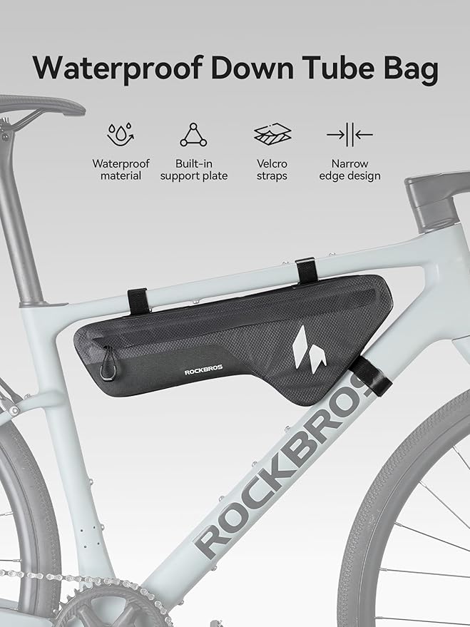 ROCKBROS Bike Frame Bag Waterproof Stable & Complete Set Top Tube Bicycle Storage Bag E-Bike Accessories for Women Men Cycling Fits for Outdoor Long Journey MBT Mountain Road Bike Gear Black