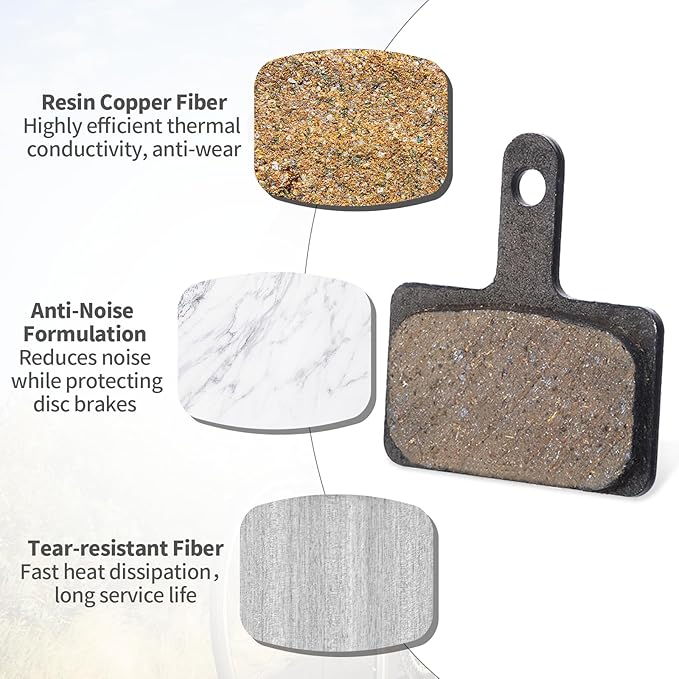 8 Pairs Bike Brake Pads,Disc Brake Pads,High-Performance Brake Pads Compatible with TRP Tektro Shimano Deore Br,Bike Disc Brakes,Semi-Metallic&Resin, with 3 Installation Tools