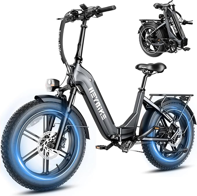 Heybike Ranger 20"x4.0" Fat Tire Folding Electric Bike for Adults, 1200W/1800W Peak Motor, 28/32MPH, up to 55/90 Miles Range, UL2849 Certified Removable Battery for Commute Beach Mountain Snow E Bike