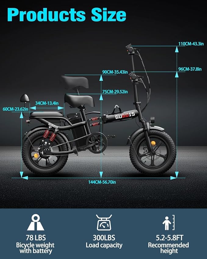 Electric Bike for Adults, 16"/20" Tire E-Bike with 750W/1000W Peak Motor, 48V Removable Battery, Up to 45/60 Miles Range & 28/30MPH, Folding Electric Bike for City and Outdoor Ride