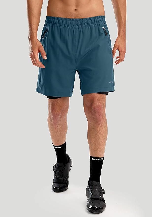 Bikewa Men's Mountain Bike Shorts 3D Padded Loose-fit Riding Biking Cycling Bicycle Biker Shorts for Men Zipper Pockets