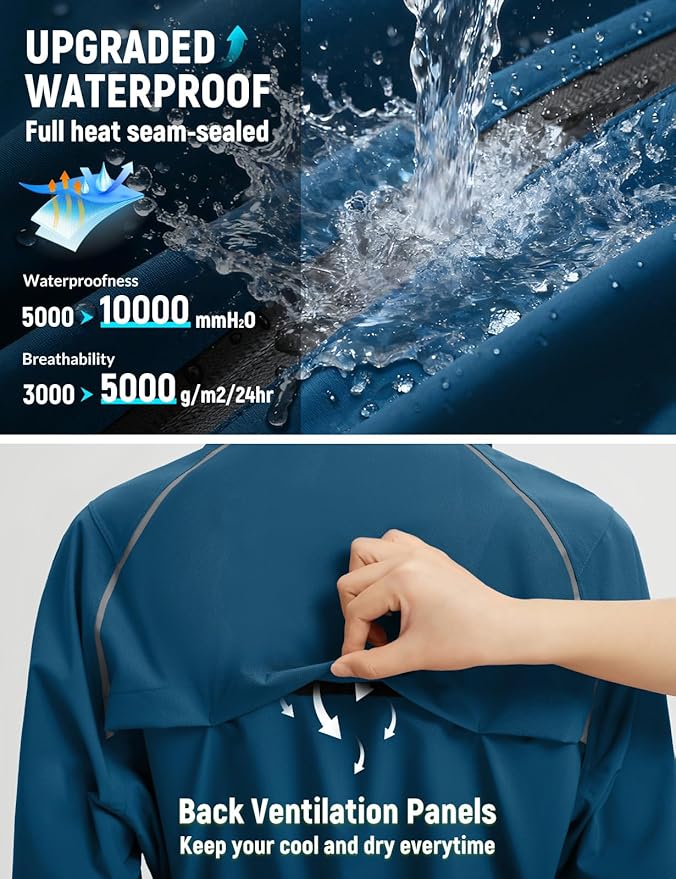 baleaf Women's Rain Jackets Waterproof Windbreaker Packable Lightweight Cycling Running Jacket Hiking Gear Reflective Hooded