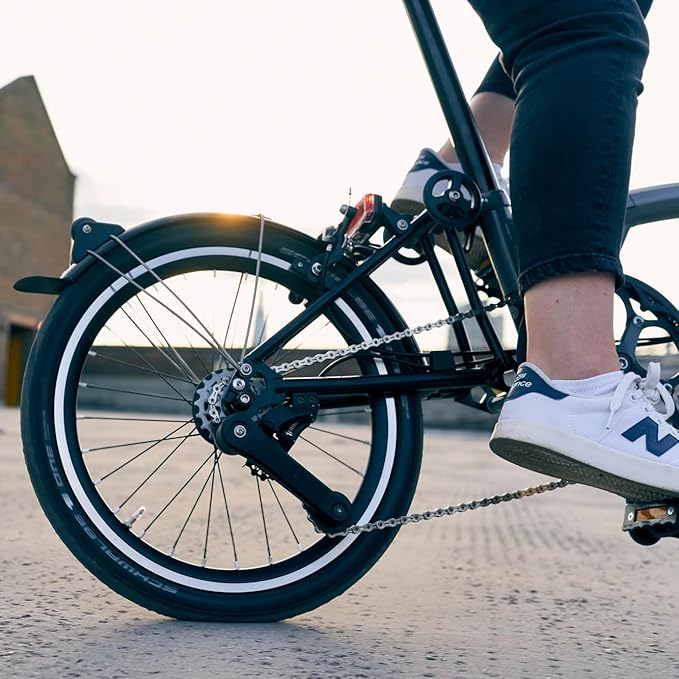 Brompton Superlight Folding Commuter Bike P Line 4-Speed | Compact Urban Bike for Adults, Titanium Rear Frame