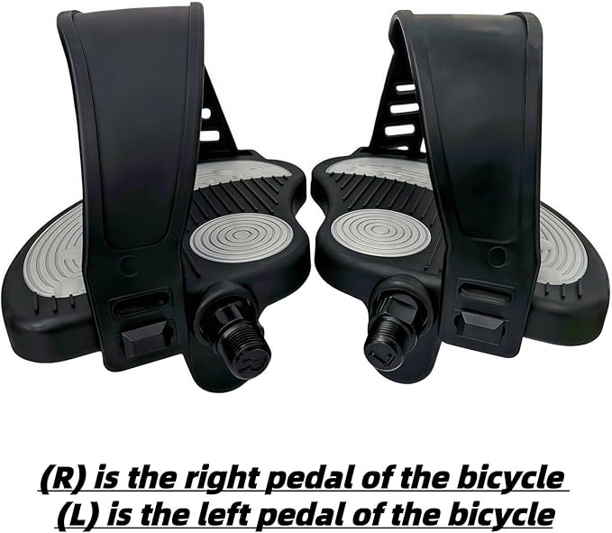 YBEKI Pro-Grade Exercise Bike Pedals with Adjustable Straps - 9/16" & 1/2" Spindle for Indoor Peloton/Schwinn/Spin Bikes | Heavy-Duty PP Plastic & PVC Straps + 500lb Capacity