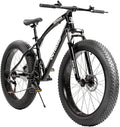 Outroad Fat Tire Mountain Bike with 26 inch Wheels, 21 Speed with High Carbon Steel Frame, Double Disc Brake and Front Suspension Anti-Slip Bikes