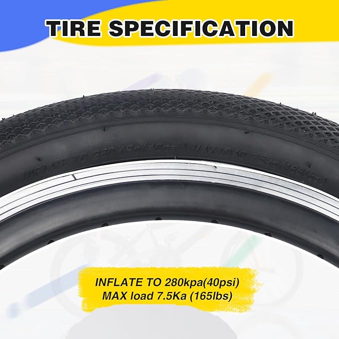 20 x 2.4 inch Bike tire Blue BMX tire 20 inch 2 Pack 20 Bike Tires,Kids Bike Tires Folding Replacement Tires Suitable for Bicycle Tires 20x2.35 20x2.4,20x2.5,3 Colors