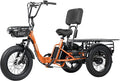Folding Electric Tricycle for Adults 2 Seater, 22MPH 100 Miles 4" Wide Fat Tire Electric Trike, 3 Wheel Electric Bike 1200W, 48V 20AH Battery, 550LBS Load, Reverse, Parking, Differential, UL Certified