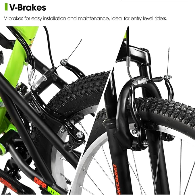 Hiland Full Suspension Mens Mountain Bike, 18 Speed, 26 Inch Wheel, Dual V Brake Bike for Men Womens Adult Bicycle