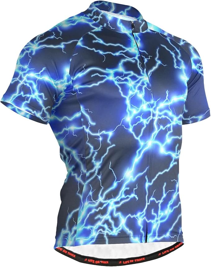 Men's Cycling Bike Jersey Short Sleeve Moisture Wicking, Breathable, Quick Dry Biking Shirt with 3 Rear Pockets