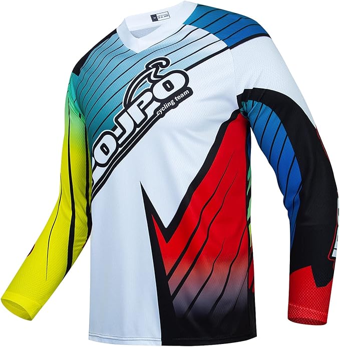 JPOJPO Men's Mountain Bike Jersey Long Sleeve MTB Off-Road Racing Downhill Motocross Shirts Quick Dry&Moisture-Wicking Tops