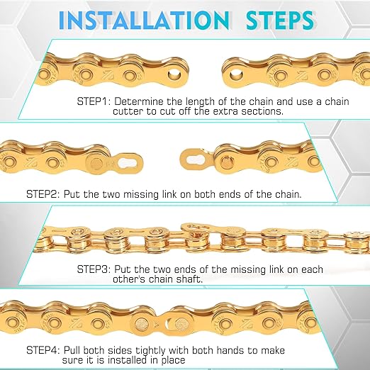 BUCKLOS 6/7/8/9/10/11/12 Speed Bike Chain, High Performance Lightweight Bicycle Chains for Road Bike/Mountain Bike/Ebike,Compatible with Shimano, SRAM, Campagnolo Silver/Gold
