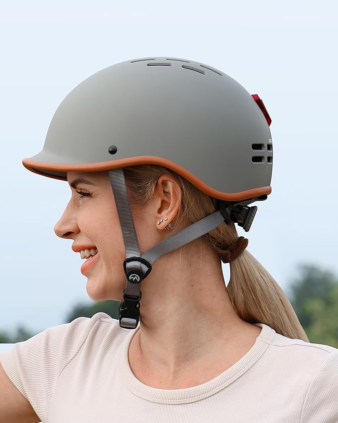 OutdoorMaster Bike Helmet for Adults,Adjustable Cycling Helmet with Light for Men & Women - Safety Certified for Bicycle Skateboard Road Bike Skating Roller Commuting Helmet