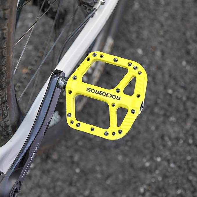 Rock BROS Mountain Bike Pedals Nylon Composite Bearing 9/16" MTB Bicycle Pedals with Wide Flat Platform