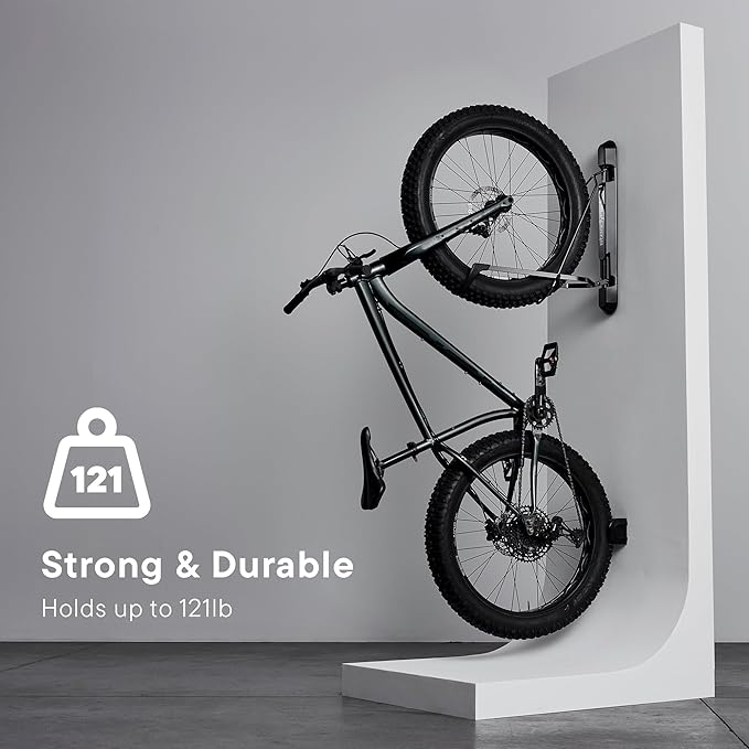Steadyrack Bike Rack for Fat Bikes - The Original Wall Mounted Vertical Bike Storage - Fits Fat Tires - Space Saving Pivot Design - Heavy-Duty Steel Rack for Indoor Garage, Apartment or Home Use
