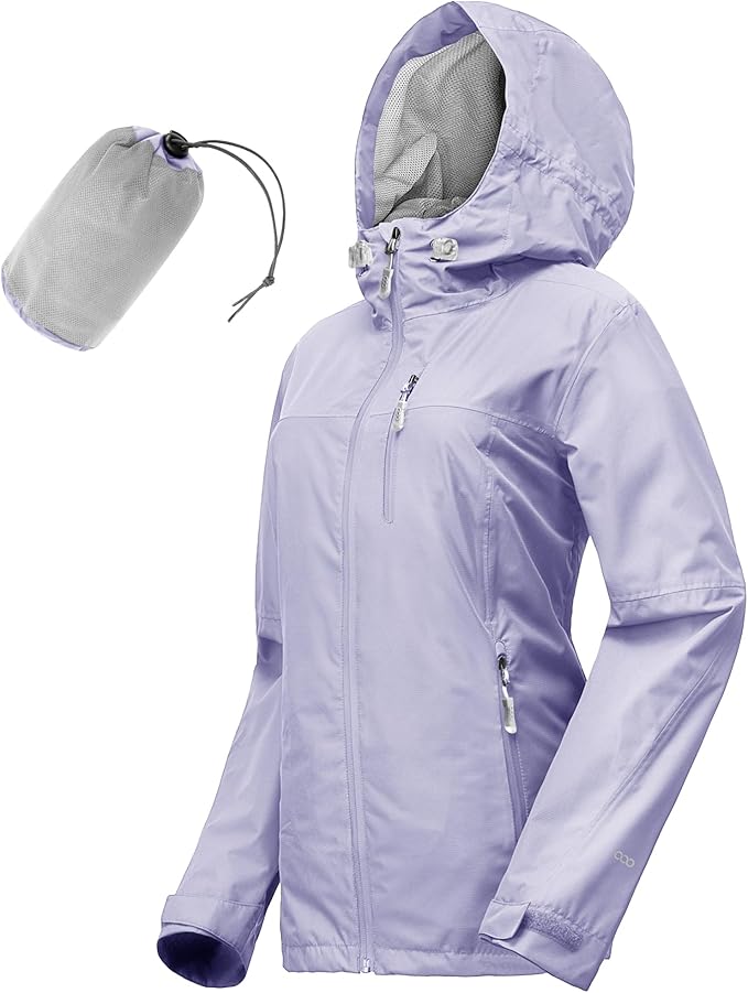 33,000ft Packable Rain Jacket Women Lightweight Waterproof Raincoat with Hood Cycling Bike Jacket Windbreaker