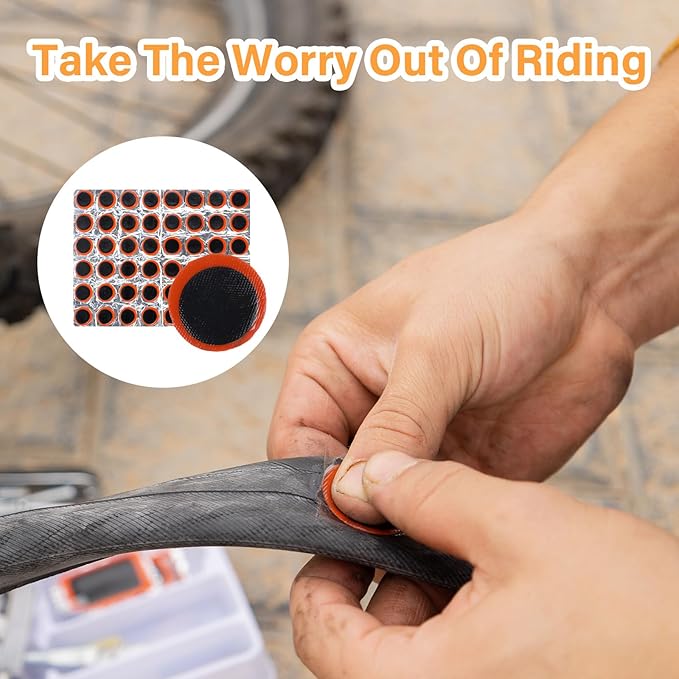 96 Pcs Ponches Frios para Bicicletas, Tire Patches for Bicycle Inner Tube Repair, 0.98 Inch Rubber Patch Kit, Emergency Road Cycling Tool (Square + Circle)
