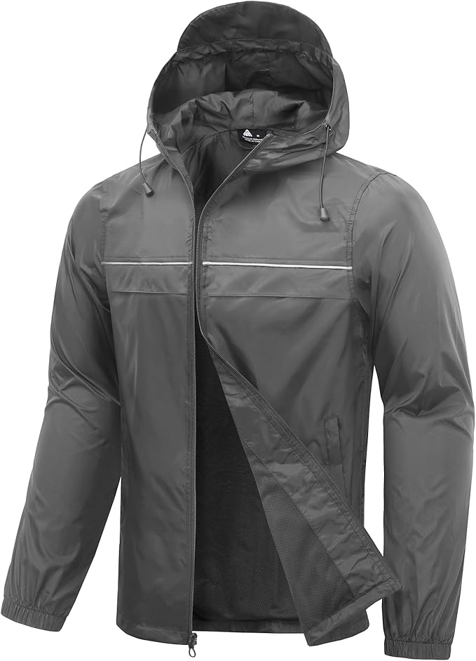 SWISSWELL Mens Rain Jacket & Coats Packable Lightweight Waterproof Windbreaker Hooded for Golf Cycling Hiking
