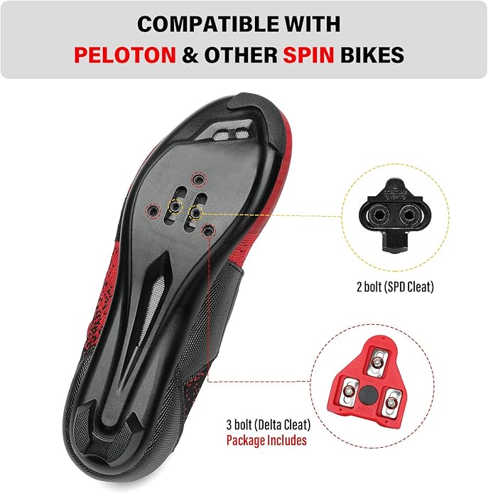 Unisex Cycling Shoes Compatible with Peloton Bike & SPD Indoor Road Riding Biking Bike Shoes with Delta Cleats Included for Men Women