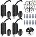 Wall Mounted Bike Rack for Indoor Storage - Heavy Duty 150° Swivel, No Drill Space Saving Design, Fits MTB/Road/E-Bikes & Hybrid, Anti-Slip Stopper (4-Pack, Black)