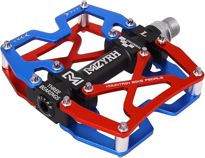 MZYRH Mountain Bike Pedals, Ultra Strong Colorful CNC Machined 9/16" Cycling Sealed 3 Bearing Pedals