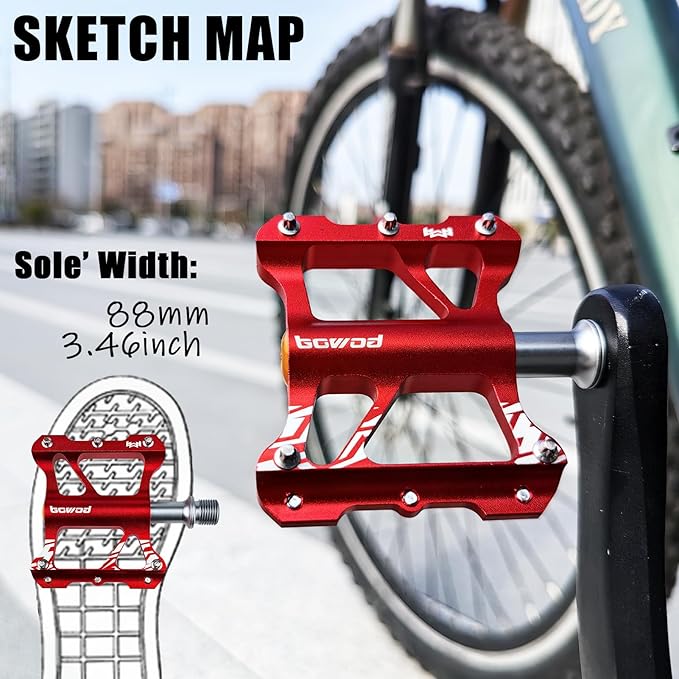 Youth MTB Mountain Bike Colored Pedals, Small Road Bike Pedals Womens MTB Flat Pedal, Kids BMX Pedals for Children's bicyle and Kid's Bike 9/16, CNC Aluminum Pedal w Cr-Mo Axel, 2Bearings,10Pins