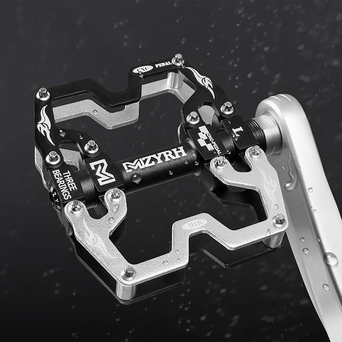 MZYRH Mountain Bike Pedals,3 Bearings Bicycle Pedals,Aluminum 9/16" MTB Pedals Bicycle Flat Pedals for Road Mountain BMX MTB Bike