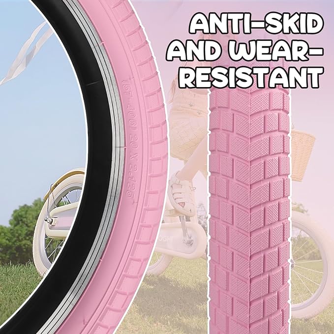 12/16/20x2.125 Bike Tires 1/2 Pack 12/16/20 Inch Kids Folding Replacement Tire/Tube Suitable for Tires 12/20x2.1 12/16/20x2. 125 12/20x2.25, Multiple Colors
