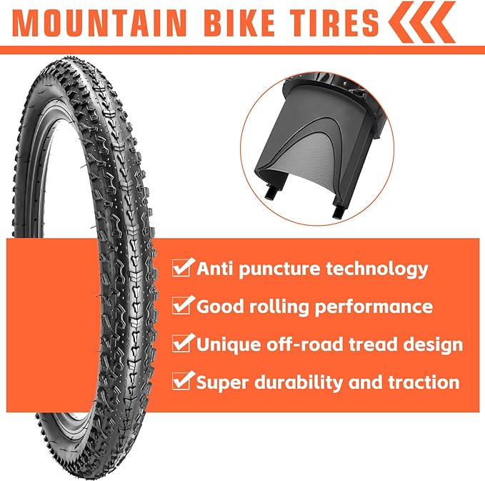 1 or 2 Pack 20 x 2.35 Bike Tire 20 inch Bike Tire Folding Replacement Bicycle Tire for MTB Mountain Bike BMX Bicycle and Commuter Bike