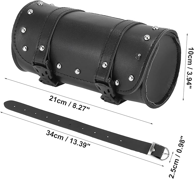 Motoforti Universal Motorcycle Fork Handlebar Tool Bag Cycling Storage Pouch Bag Waterproof Faux Leather Black