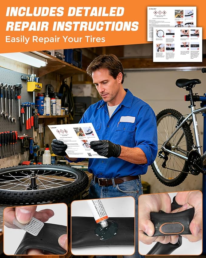36 Pcs Bike Tire Repair Kit, Premium Bike Tire Patch Kit, Portable Bicycle Tire Repair Kit, Parches para Bicicleta, Bike Tube Patch Kit for Mountain Bikes and Road Bikes
