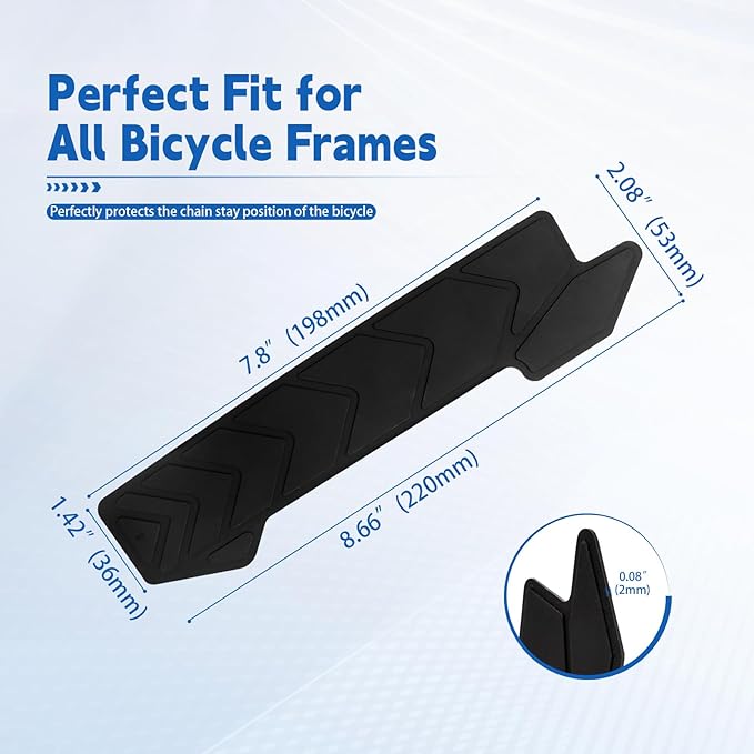 Silicone Bike Frame Protection Tape & Chainstay Guard 2 Pack, Adhesive Anti-Scratch Pad for MTB/Road/E-Bike, Easy Install Reusable Noise Reduction, Durable Sticky Glue Backing ﻿
