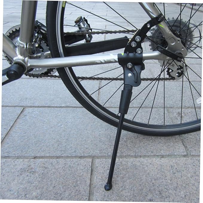 Mountain Bike Kickstand Adjustable Single-Sided Support Stand for Parking Rack Aluminum Alloy Easy Installation Compatible Black