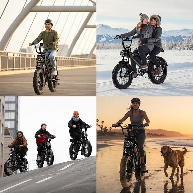 Electric Bike for Adults Teens,3000W/2000W Peak,20"/16" Fat Tire Off Road Dirt Ebike,80/55 Miles LongRanger,32/28 MPH E Bike Bicycles, Fat Tire All Terrain E-Bike,E Bike for Hunting,YR20 with Footrest