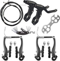 Complete Bike Brakes Set，Inner and Outer Callipers Cables Lever Kit ，Universal Bike Front and Rear MTB Brake with Multi-Tool Wrenches Black