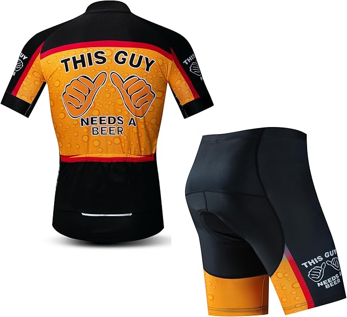 JPOJPO Cycling Jersey Men Set Bike Shirt Kit Short Sleeve Clothing Tops+5D Padded Shorts Summer Breathable Quick-Dry S-3XL