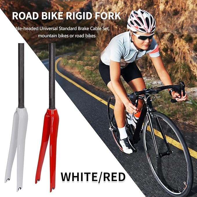 700C Full Carbon Fiber Rigid C Brake Road Bike Fork 28.6mm 1-1/8 Threadless Straight Tube Bike Front Forks Gravel Bike Front Fork QR 9mm