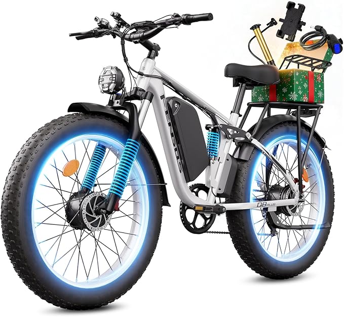 6000W Electric Bike for Adults, 45MPH Dual Motor Ebike, 60V 1200WH E Bike, 100 Miles Bicycle, Full Suspension, Dual Hydraulic Disc Brake Ebike, Charge Voltage 67.2V, Brake/Turn Signal