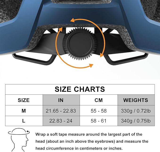 Bike Helmet, Helmets for Adults Men, Front and Back LED Lights Safe Certified MTB Road Bicycle Helmet with Adjustable Brim