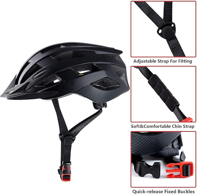 Adult Bike Helmets, Adjustable Mens Womens Bicycle Helmet, Lightweight Road Mountain Cycling Safety Sports Helmets with Detachable Visor