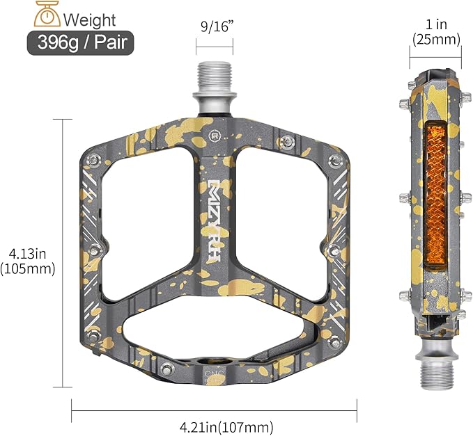MZYRH Mountain Bike Pedals MTB Pedals,9/16" Non-Slip Lightweight Aluminum Alloy Bicycle Pedals for Road Mountain BMX MTB