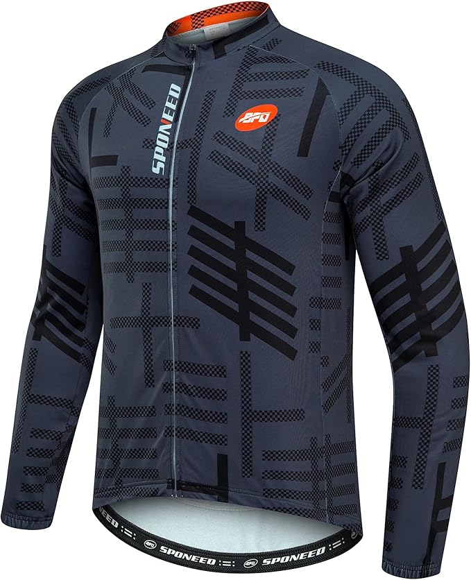sponeed Cycling Clothes for Men Long Sleeve Mountain Bike Road Bicycle Shirt Jerseys Padded Pants Biking Outfits